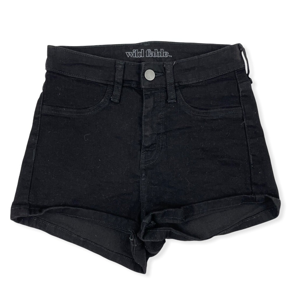 wild fable Black High-Rise Rolled Hem Jean Shorts